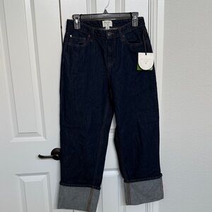 Kate Spade Dark Blue Jeans with Gray Cuffs